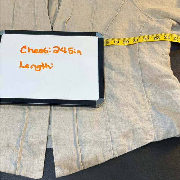 Eileen Fisher Tan Linen Boxy Pleated Front Jacket Size 18W - Picture 9 of 9